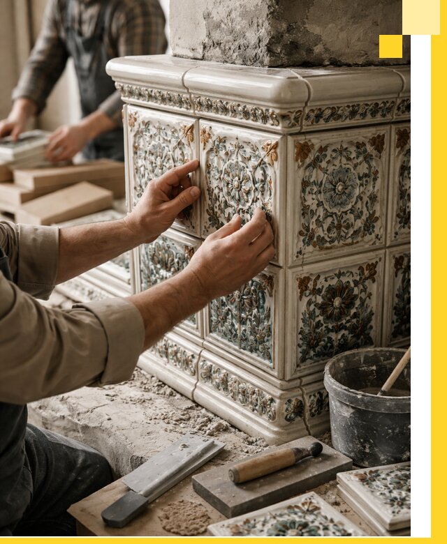 Изразцовые камины под ключ в Сорочинске: проект и монтаж