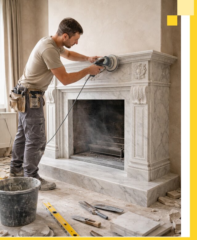 Изготовление и установка мраморных каминов в Сорочинске под ключ