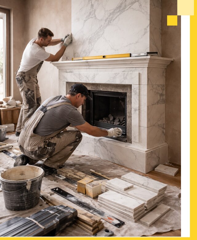 Отделка каминов в Сорочинске качественные облицовочные работы