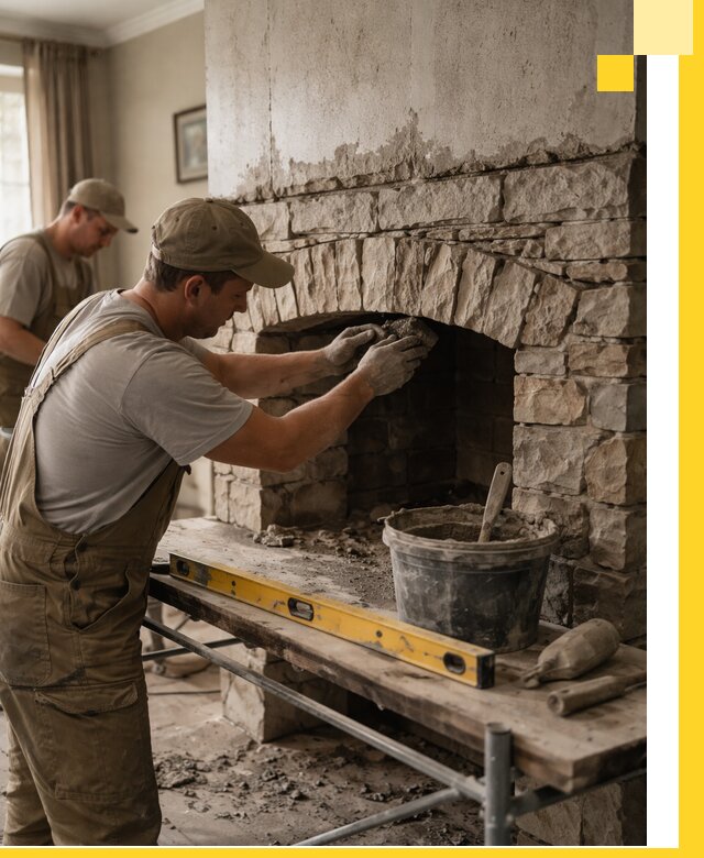 Изготовление каминов под ключ в Сорочинске, монтаж и отделка