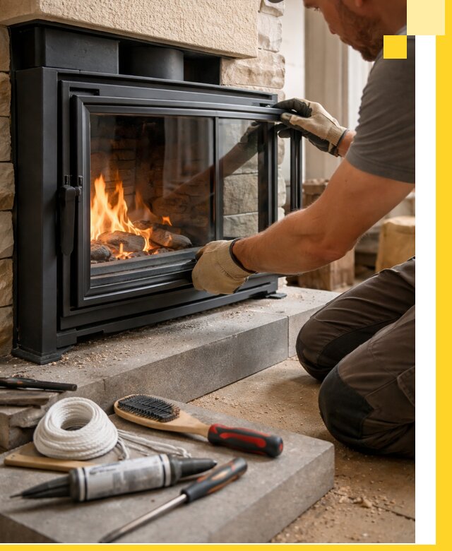 Производство, монтаж и доставка каминов со стеклом в Сорочинске