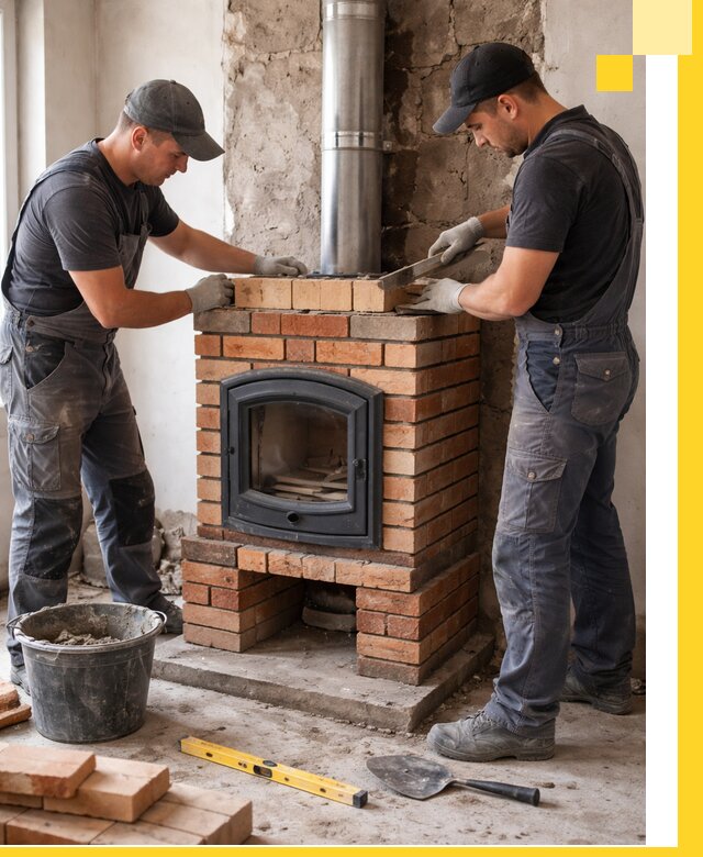 Монтаж печи камина под ключ в Сорочинске с гарантией и пусконаладкой