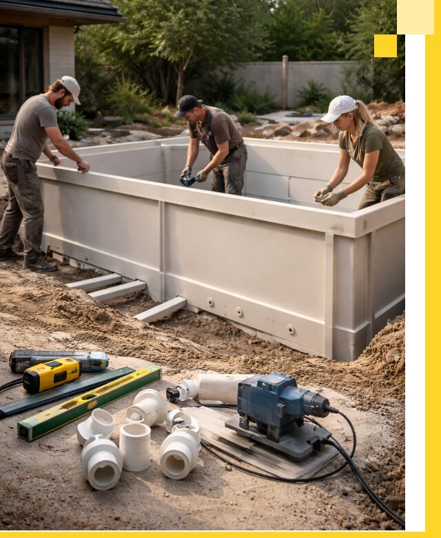 Установка полипропиленовых бассейнов под ключ в Сорочинске