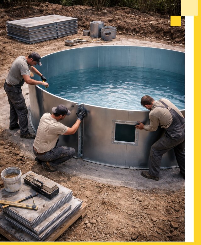 Круглые бассейны под ключ в Сорочинске проектирование и монтаж