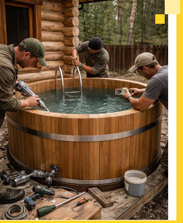 Строительство бань с купелью под ключ и отделкой в Сорочинске