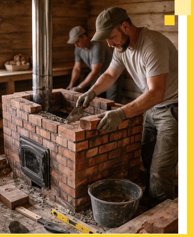 Кирпичные печи для бани под ключ в Сорочинске, проект и монтаж