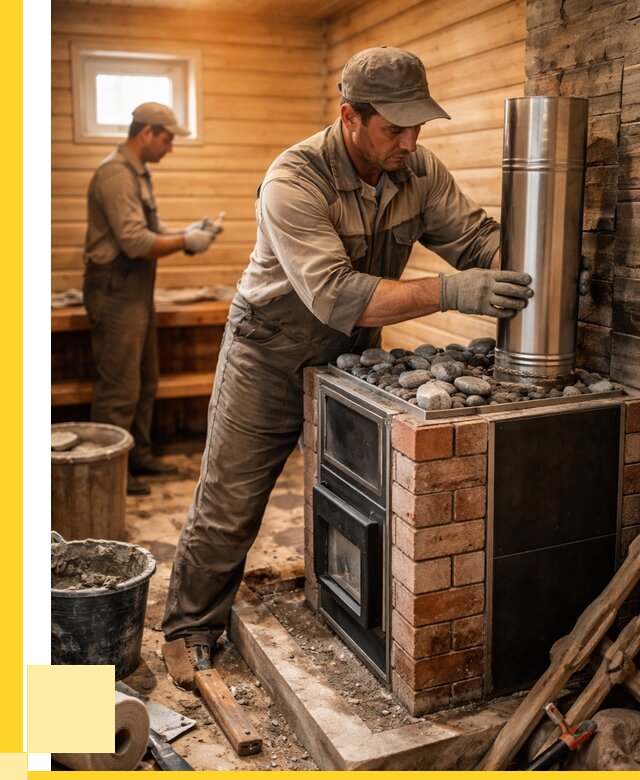 Монтаж печи в бане под ключ в Сорочинске от 20656 р. | ЭриданСрч