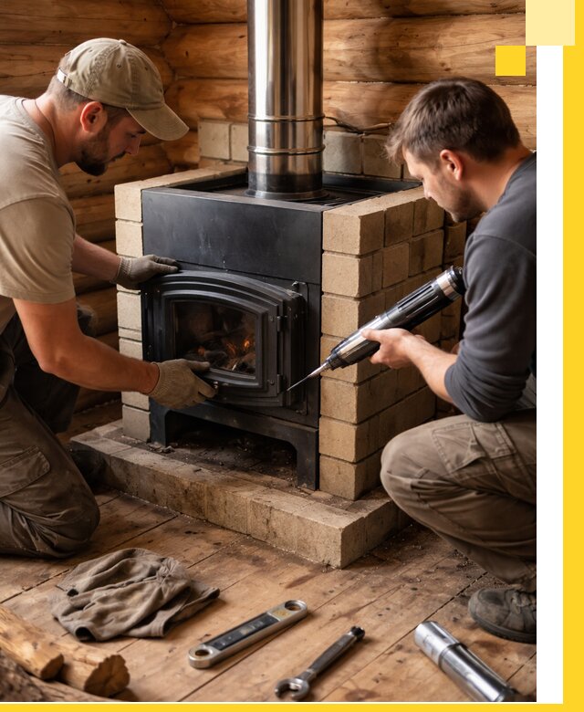 Монтаж и установка печи в бане под ключ с гарантией в Сорочинске