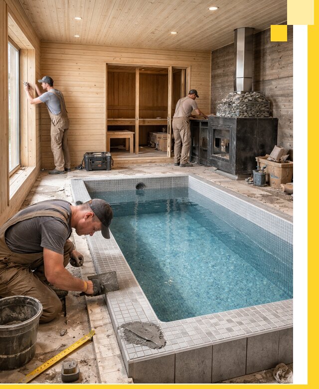 Проект бани с бассейном и сауной в Сорочинске под ключ