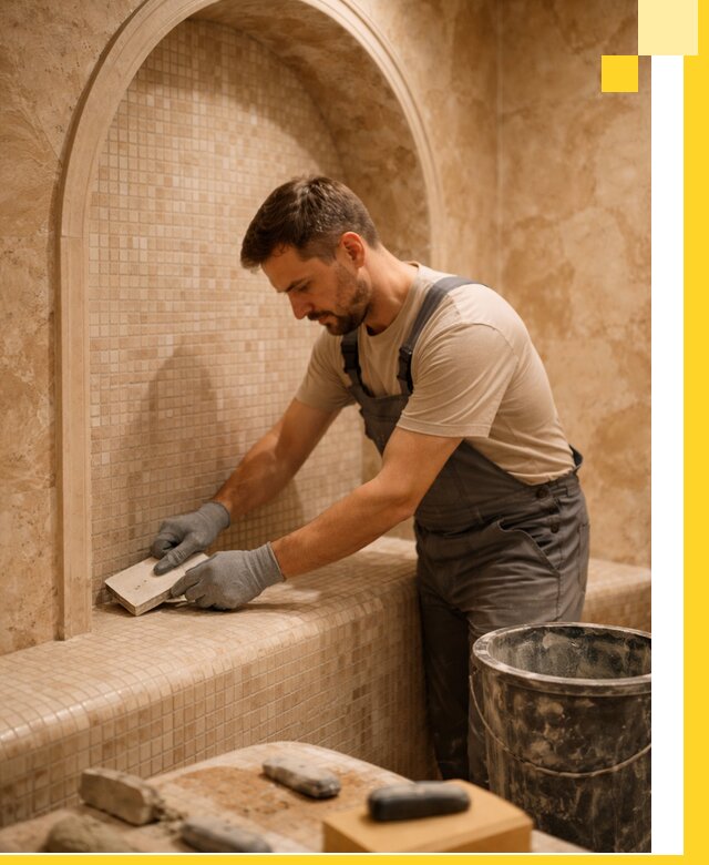 Профессиональная отделка хамамов с мозаикой под ключ в Сорочинске