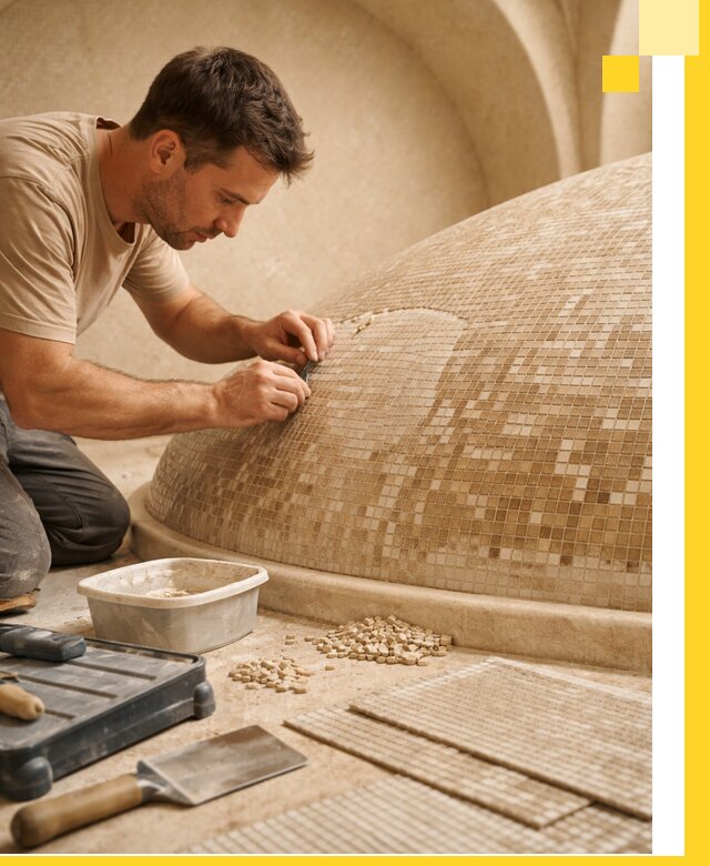 Профессиональная укладка мозаики для хамама под ключ в Сорочинске