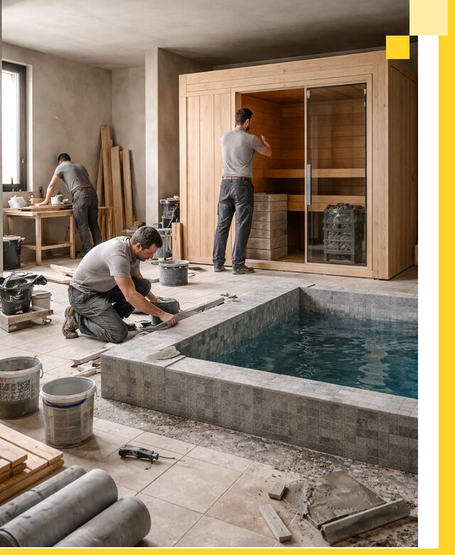 SPA зоны под ключ с бассейном сауной и печью в Сорочинске